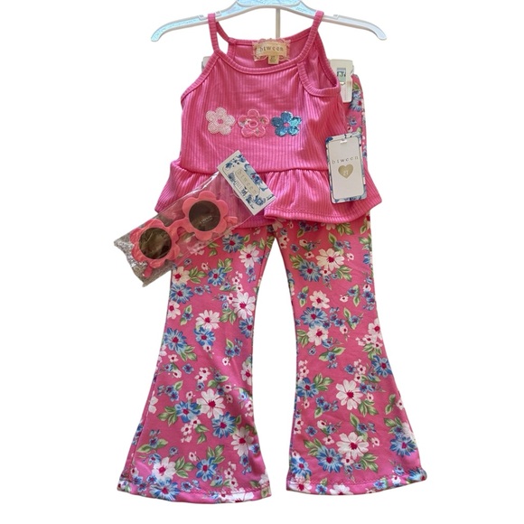 Btween 2T Toddler Girl Pink Floral Outfit Set Soft Leggings Pants Tank Top NWT - Picture 1 of 7